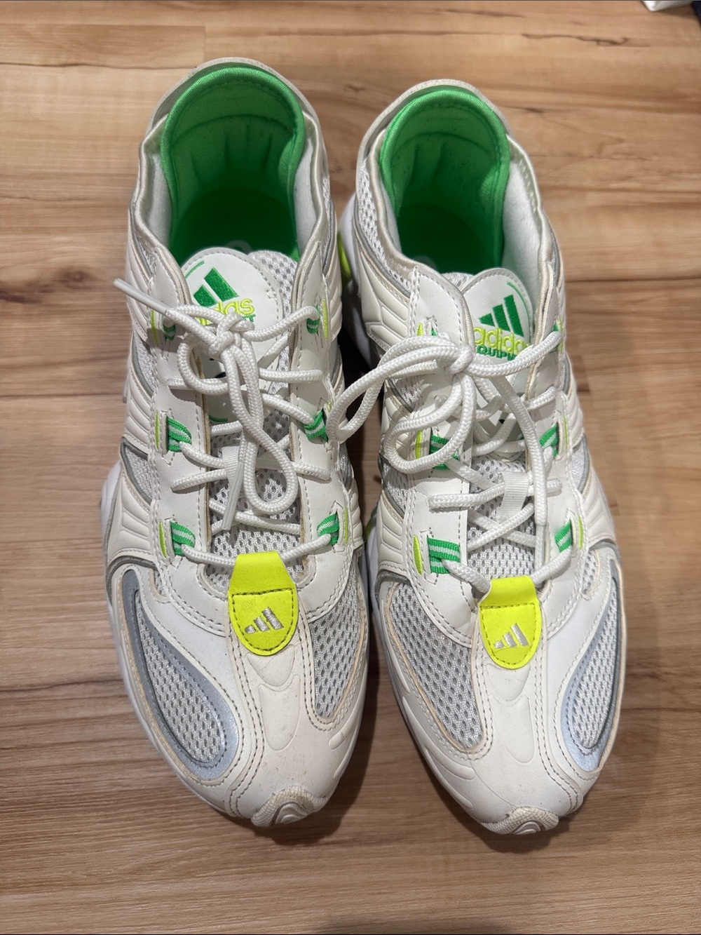 adidas x kith White Sneakers with Bright Green and Neon Yellow Accents size 10.5